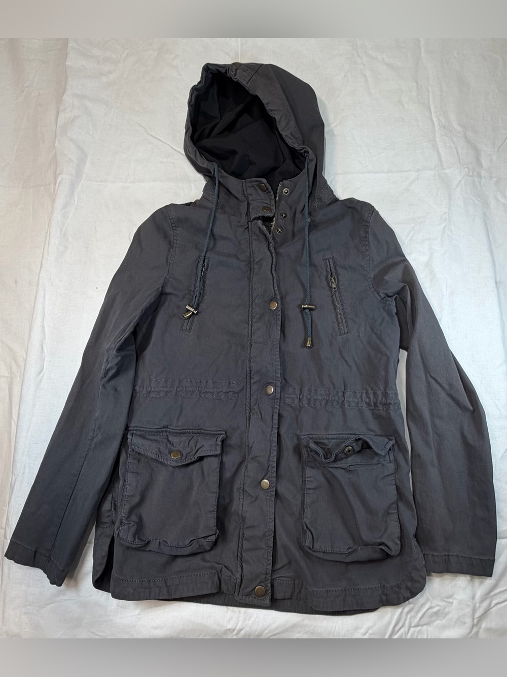 Eden Society Hooded Utility Jacket in Charcoal